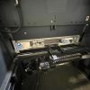 Interior detail of a Safan Darley E-BRAKE B press brake showing the backgauge area.