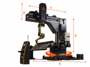 AGT BLOK robotic welding system with industrial robot arm and rotary positioner