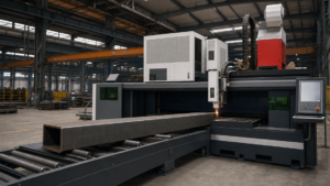 Large-tube and structural-profile fiber laser cutting performing fiber laser cutting in a metal fabrication shop