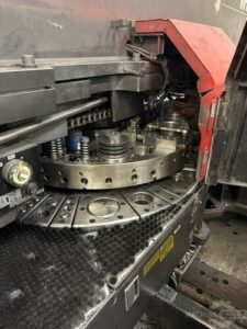 Turret tooling area on an Amada VIPROS III Z3510 NT CNC turret punch press