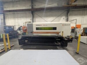 Front view of an Ermaksan Fibermak SL fiber laser cutting machine with side control console