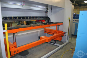 Tooling area of an Ermaksan Power Bend Falcon press brake with front sheet supports