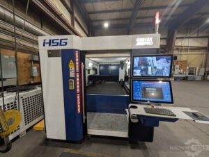 HSG G3015X PRO fiber laser cutting machine with operator control console and open cutting chamber
