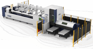 HSG TS2 tube laser cutting machine with operator console and safety fencing