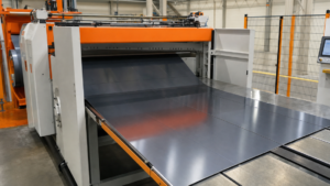 Coil slitting and cut-to-length lines performing STEFA LCS2-type coil slitting and cut-to-length blank production in a metal fabrication shop